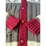 Vintage Retro Sigallo Knit Cardigan big collar, Gray, Maroon & Cream size medium Gray Photo 3
