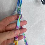 Stylish Swimwear Triangle Top Tie Side Tropical Pattern Deep V Swimsuit Sz LG Blue Photo 5