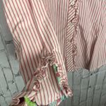 Lilly Pulitzer Pink and White Striped Ruffle Button Front Top sz 8 Photo 2
