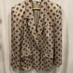 Anne Klein Vintage 80’s creamy tan silk geometric art deco blazer pockets Photo 12