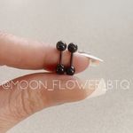Black Minimalist Punk Goth Barbell Earrings Photo 2
