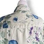 Vintage 90s Silk Floral Button Up Shirt Purple Blue Green Flowers Size Small Photo 5