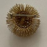 Vintage Gold Tone Flower Pearl Brooch Pin Round sprin Elegant Statement Sz 1” Photo 4