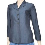 Le Suit  Women’s Size 8P Blue Pinstripe 4 Silver Button Suit Jacket Blazer Photo 2