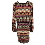 Missoni  Size 48 Merino Wool Blend Zigzag Knit V-Neck Dress Long Balloon Sleeve Photo 6