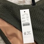 J.Crew  curved waist cheeky bikini bottom textured smocked olive green size small Photo 2