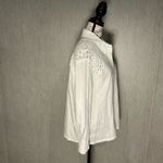 Design History  100% Cotton White Button-Up Blouse Knit Shoulder Size Large Photo 5