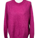 ZARA  Fuchsia Pink Alpaca Wool Blend Crew Neck Knit Sweater Fuzzy Winter‎ Holiday Photo 0