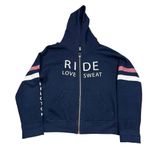 Peloton  Navy Full Zip Women’s Hooded Sweatshirt Ride Love Sweat Size Medium M Photo 8