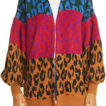 Farm Rio  Oversized Mixed Leopard Print Open Front Cardigan(Size Small) Photo 0