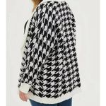 Torrid Plus Black White Houndstooth Shawl Cardigan Ribbed Trim Open Sweater 1X Photo 1
