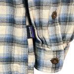 Patagonia Women's Organic Cotton Flannel Shirt Plaid Blue Beige Button Front S Photo 2