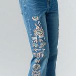 Y2K Vintage Embellished Embroidered Beaded Flare Jeans Low Rise 2000s Fairy Boho Blue Size 27 Photo 1