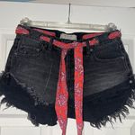 Free People We the Scarf Belt Distressed Jean Shorts Photo 1