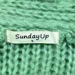 Sunday Up Green V Neck Popcorn Crochet Knit Button Down Cardigan Sweater Top S Photo 3