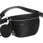 Sling Bag Leather Crossbody Fanny Black Photo 1