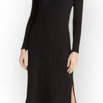 Caslon Women's Black Ribbed Polo Collar Dress Size M Long Sleeve Knee Length Photo 0