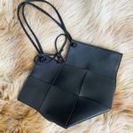 Black Faux Leather Lattice Woven Statement Should Bag Purse Photo 0