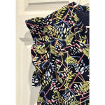 THML  Multicolor Flutter Sleeve V Neck Abstract Print Peplum Hem Size‎ Large Photo 3