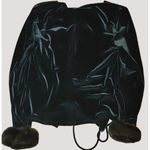 Chetta B Black Velvet Blouse Jacket Top NYC Real Mink Fur Cuff Crossover Photo 3