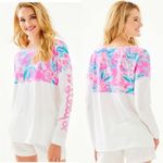 Lilly Pulitzer Finn tee Pinking Positive breast cancer print long sleeve size L Photo 1