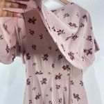 Free People Stealing Kiss Mauve Floral Romper Ruffle Flutter Sleeve Tie Front M Photo 4