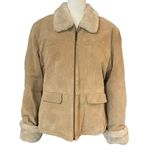 wilson's leather  Maxima Tan Suede Jacket Shearling Faux Fur Lined Womens XL Photo 0