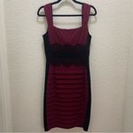 JAX Burgundy and Black Tiered Dress Photo 1