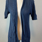 Merona  Short Sleeve Open Knit Linen Blend Sweater Blue Size XS Photo 0