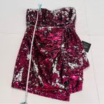 Lulus NWT Look Like a Star Magenta Pink Reversible Sequin Strapless Dress MEDIUM Photo 9