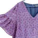 Madewell  Size 14 Blouse Purple‎ Pink Silk Floral Bell Sleeve Formal Workwear Photo 2