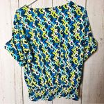 Michael Kors Michael Women's Short Sleeve Limeade Floral Elastic Waist Blouse S Photo 6