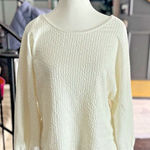 Anthropologie Sweater Cropped Oversized Boxy Ribbed Cream Boho Whimsical Large Photo 0