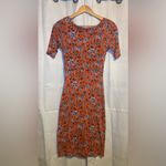 Boden Rita Dress 2 Floral Ruched Jersey Knit Midi Preppy Boho 3/4 Sleeves Orange Photo 8