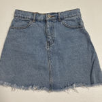 Brandy Melville John Galt Blue Denim Mini Skirt XS Raw Hem Y2K Grunge Photo 0