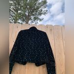 BOHO CHIC Womens Size 2 floral Blazer Jacket black blue velvet spring summer Photo 7