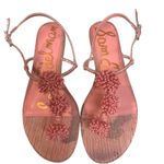 Sam Edelman Eliza Woven Thong Round Chic Flat Sandals Pink Lily Stripe Size 7 Photo 6