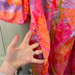 The Eden Tropical Floral Puff Sleeve Short Dress Pink Photo 3