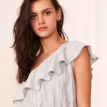 Revolve The Fifth Label Pixel One Shoulder Striped Ruffle Cropped Top  Size Small Photo 0