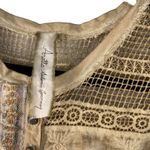 Aratta Silent Journey Women's Size Small Boho Tan Crochet Beaded Blouse Photo 5