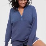 Aerie OFFLINE by  Home Stretch Ribbed Half Zip Sweater Blue Size Small Photo 0