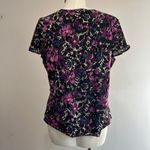 Sag Harbor Whimsygoth Dark Romantic Mesh Faux Wrap Short Sleeve Blouse Sz L Photo 1