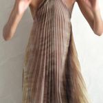ZARA  maxi long flowy halter pleated brown beaded bohemian summer dress Photo 14