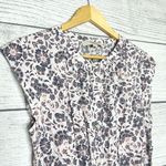 Loft Ann Taylor Pink & Gray Floral Button Front Belted A-Line Dress Size Medium Photo 2