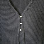 J.Crew  Top Long Sleeve Ribbed V-Neck Navy Blue Buttons Casual Neutral Lounge Photo 2
