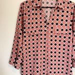 Adrienne Vittadini Pink and Black Geometric Button Down Shirt - Size: Large Photo 6