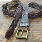 Women's Metal Buckle Full Grain Leather Braided Belt Brown Size MD(34 Photo 4
