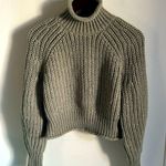 H&M New H & M Women’s Light Khaki Green Chunky Cable Knit Mock Turtleneck Sweater Photo 4