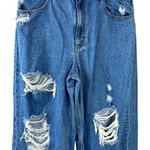 We The Free  CRVY Destructed Straight-Leg Jeans Wide Leg Baggy Size 32 Blue Denim Photo 5