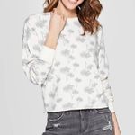 Zoe & Liv ZOE LIV Cream Beige Gray Palm Tree Cropped Boxy Pullover Crewneck Sweatshirt S Photo 0